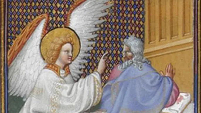Folio_43v_-_The_Archangel_Gabriel_Appears_to_Zachary (Foto: wikimedia.commons.) Folio_43v_-_The_Archangel_Gabriel_Appears_to_Zachary: Frankreich 15. Jahrhundert (Foto: wikimedia.commons.)
