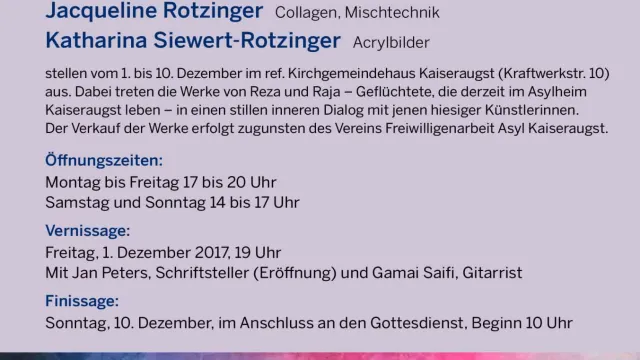 Ausstellung KGH Kaiseraugst Flyer (Foto: Jutta Wurm) Ausstellung KGH Kaiseraugst Flyer (Foto: Jutta Wurm)